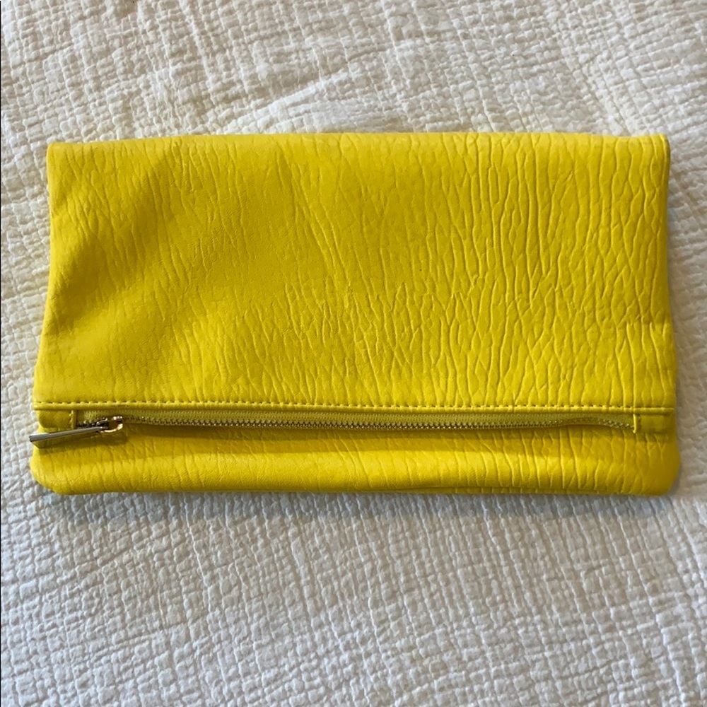 Bright Yellow Clutch from Express